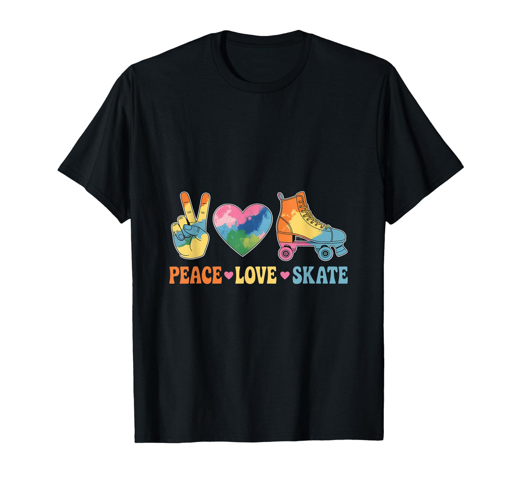 Peace Love Skate Roller Skate Shoes Tie T-Shirt - Custom Art Print Unisex - T-Shirt, Sweatshirt, Hoodie
