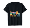 Peace Love Skate Roller Skate Shoes Tie T-Shirt - Custom Art Print Unisex - T-Shirt, Sweatshirt, Hoodie