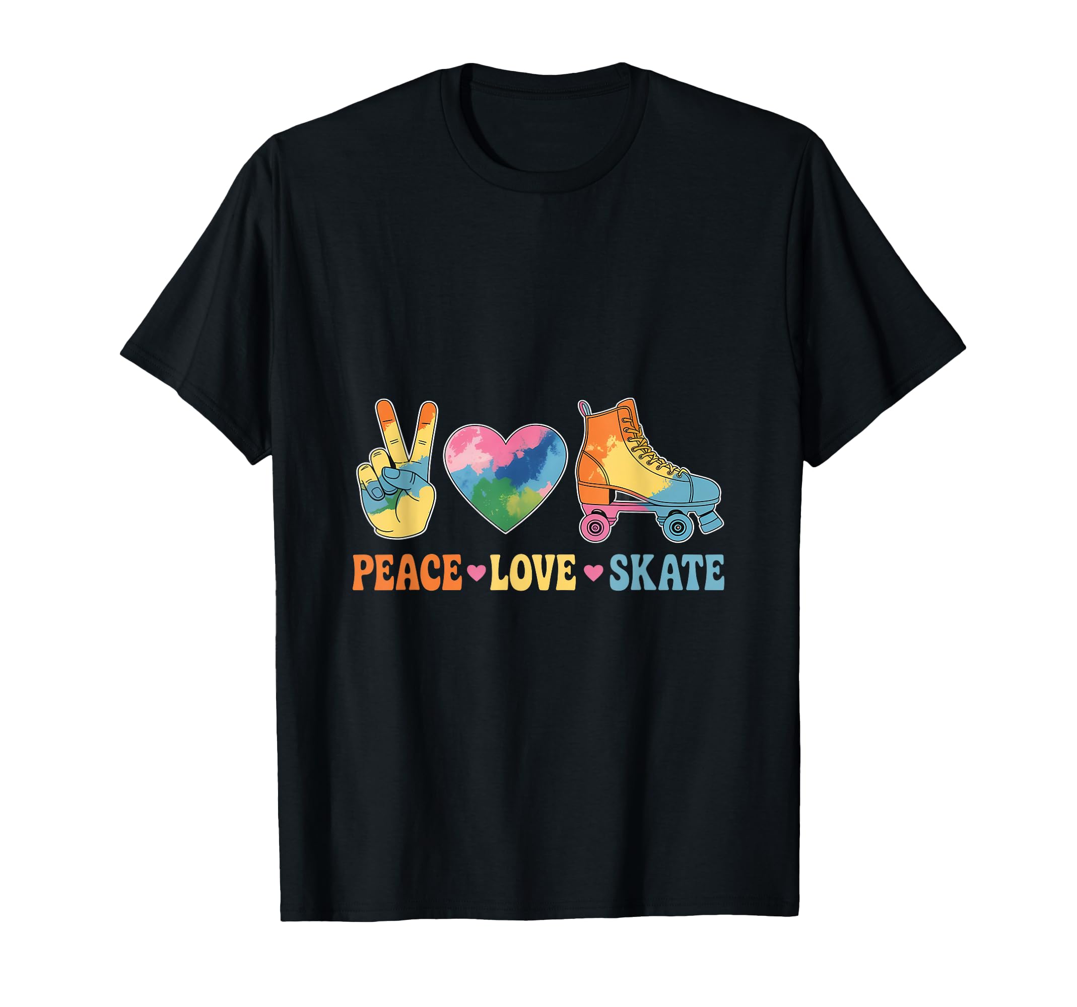 Peace Love Skate Roller Skate Shoes Tie T-Shirt - Custom Art Print Unisex - T-Shirt, Sweatshirt, Hoodie