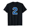 White Blue Sports Team Number 2 T-Shirt - Unique Graphic Men Women - T-Shirt, Sweatshirt, Hoodie