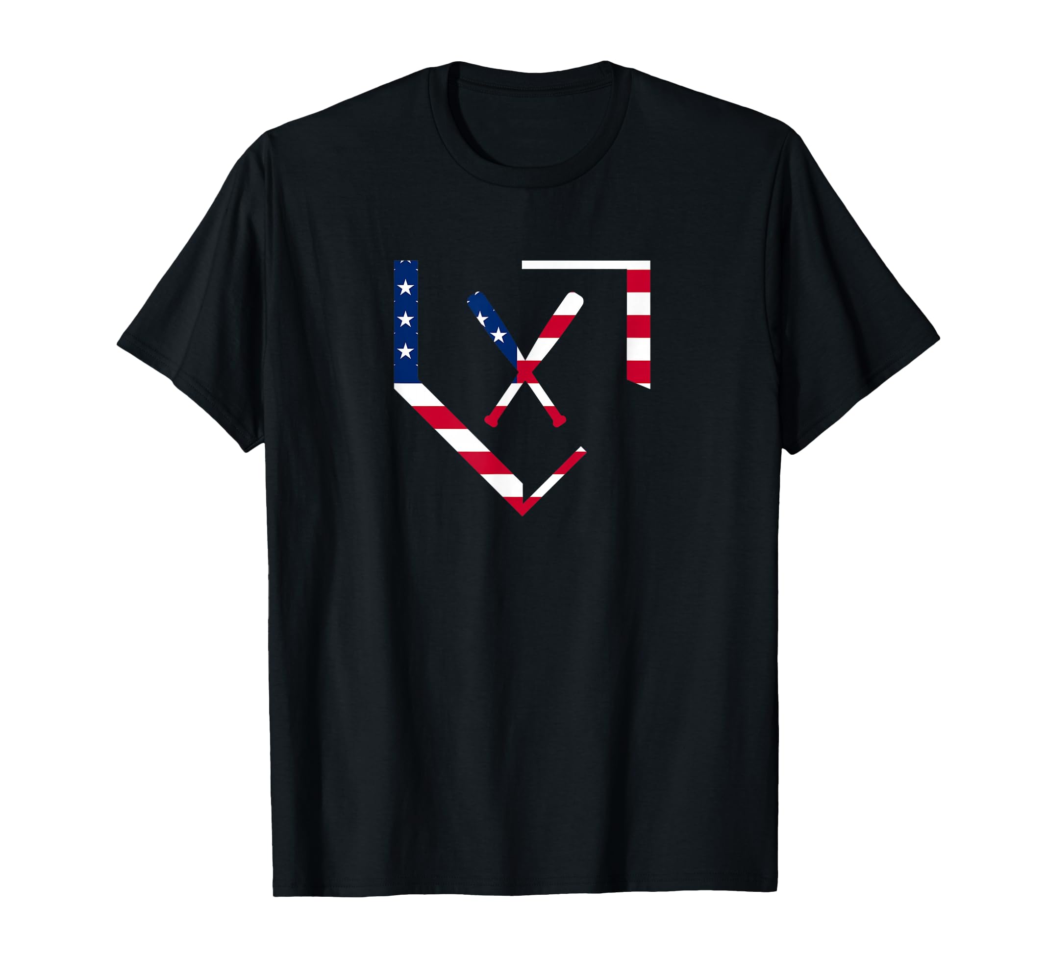 Stars And Stripes Home Plate Baseball Bats T-Shirt - Trendy Graphic Unisex - T-Shirt, Sweatshirt, Hoodie