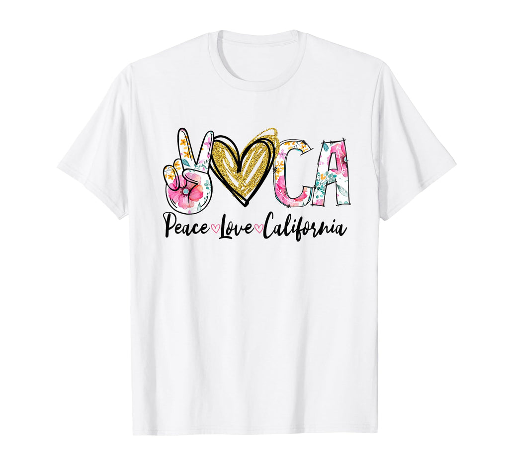 Peace Love California Floral California T-Shirt - Minimalist Print Unisex - T-Shirt, Sweatshirt, Hoodie