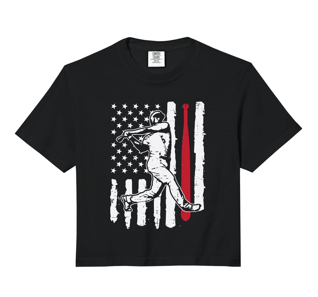 Baseball Batter American Flag Sports T-Shirt - Unique Graphic Unisex - T-Shirt, Sweatshirt, Hoodie