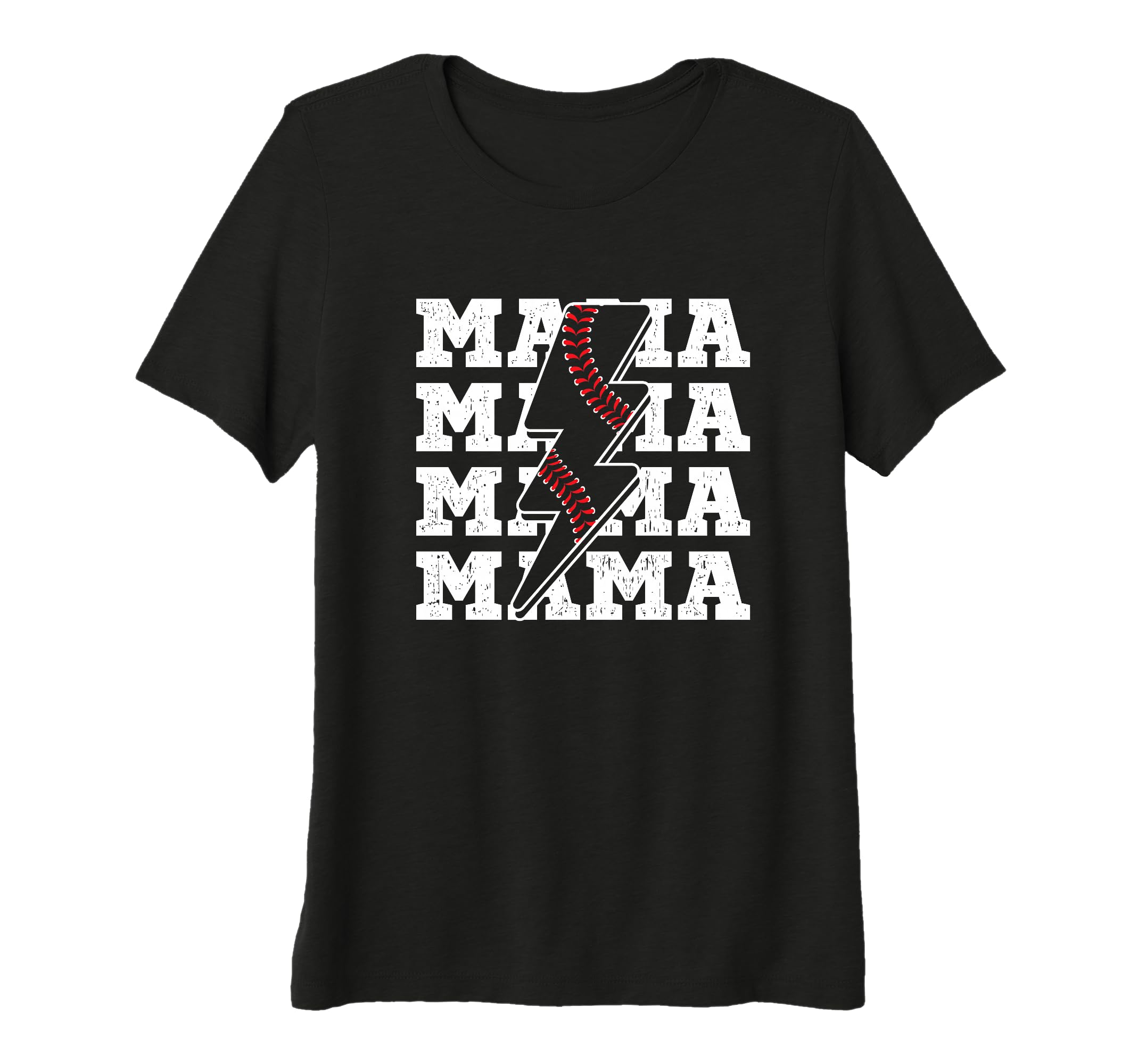 Womens Baseball Mama Distressed T-Shirt - Casual Everyday Wear Men Women - T-Shirt, Sweatshirt, Hoodie