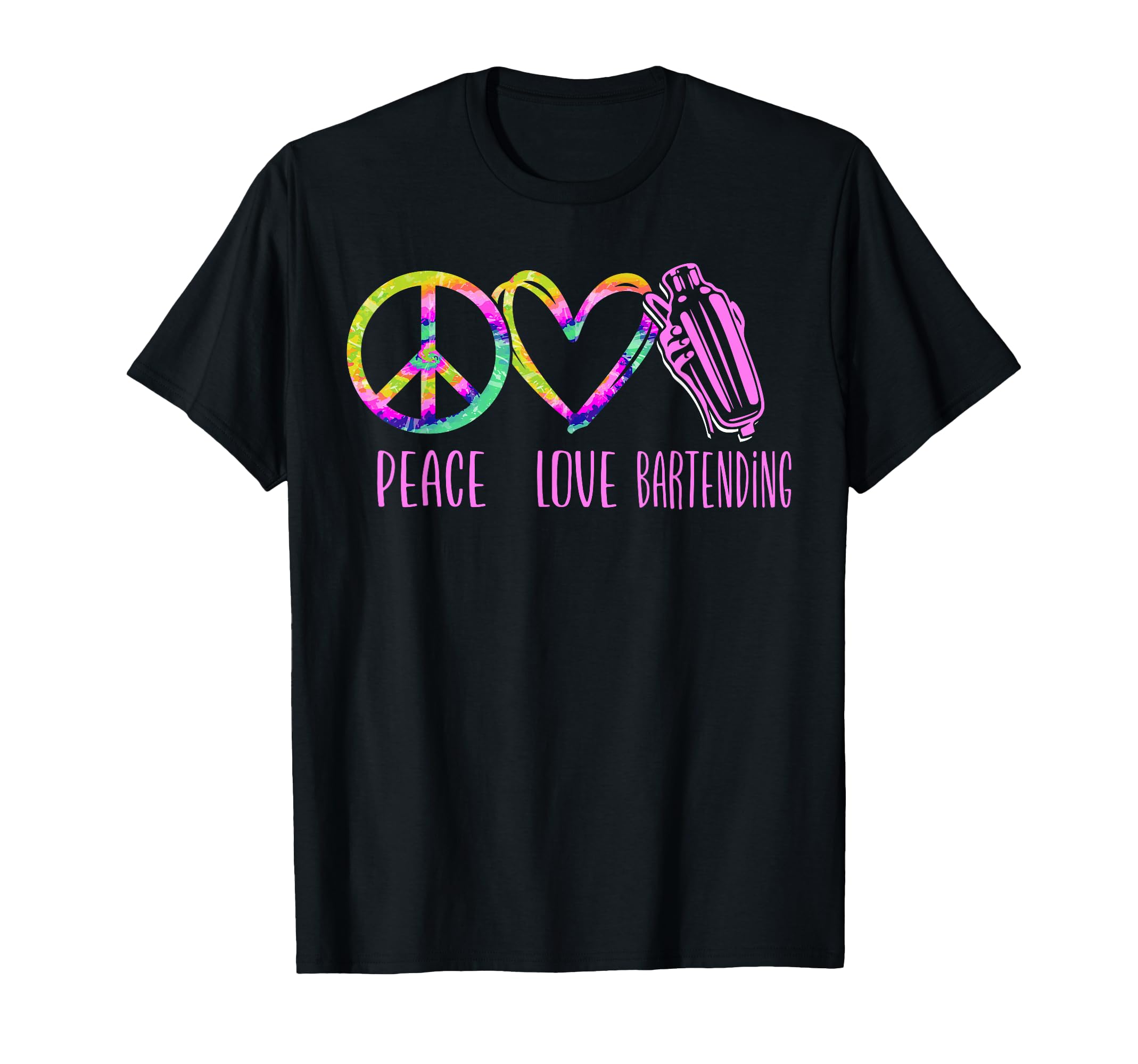 Bartender Mixologist Tie Dye Peace T-Shirt - Minimalist Print Men Women - T-Shirt, Sweatshirt, Hoodie