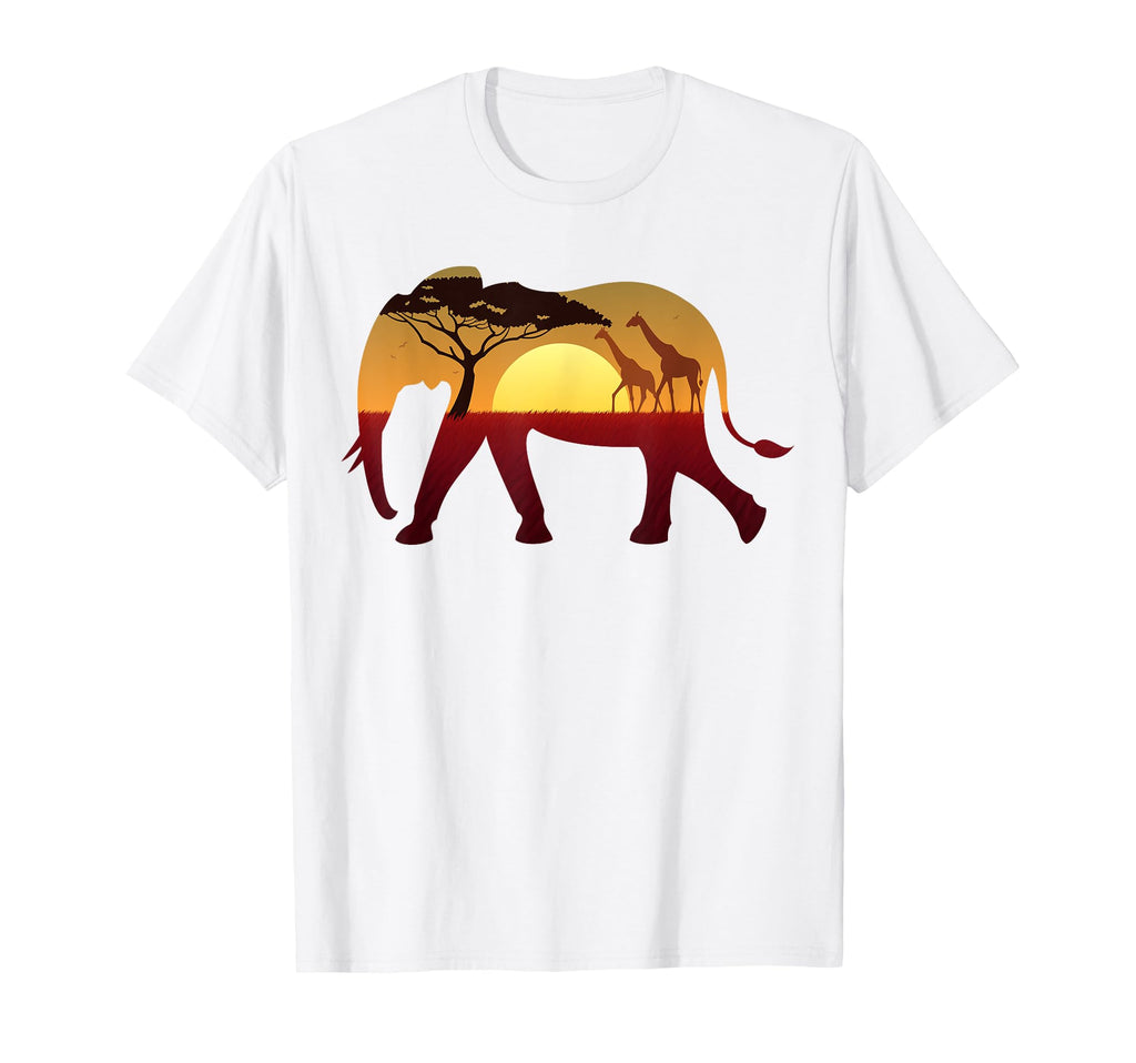 Elephant Silhouette Safari Sunset T-Shirt - Custom Art Print for Adults - T-Shirt, Sweatshirt, Hoodie