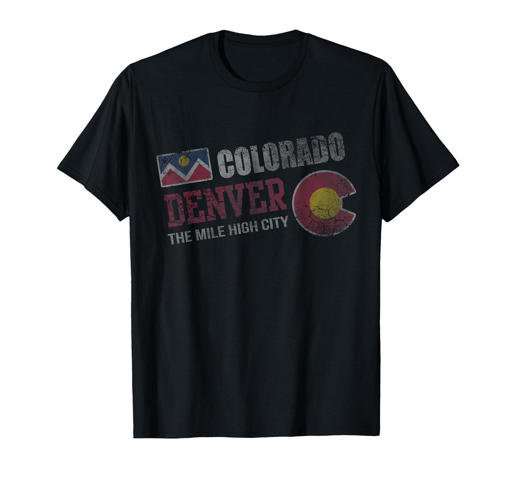 Denver Colorado Mile High City Distressed T-Shirt - Graphic Print Men Women - T-Shirt, Sweatshirt, Hoodie