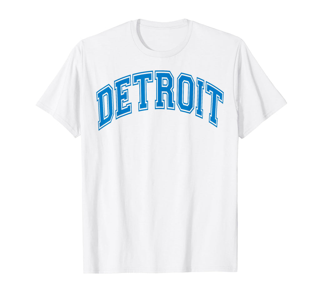 Detroit Blue Distressed Arched Text T-Shirt - Unique Graphic for Adults - T-Shirt, Sweatshirt, Hoodie