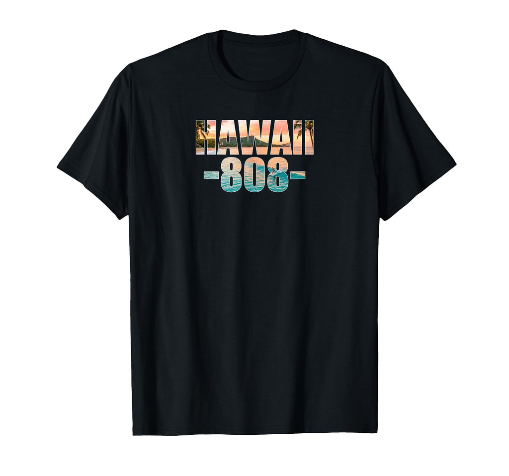 Hawaii 808 Area Code Sunset Surfing T-Shirt - Minimalist Print Unisex - T-Shirt, Sweatshirt, Hoodie