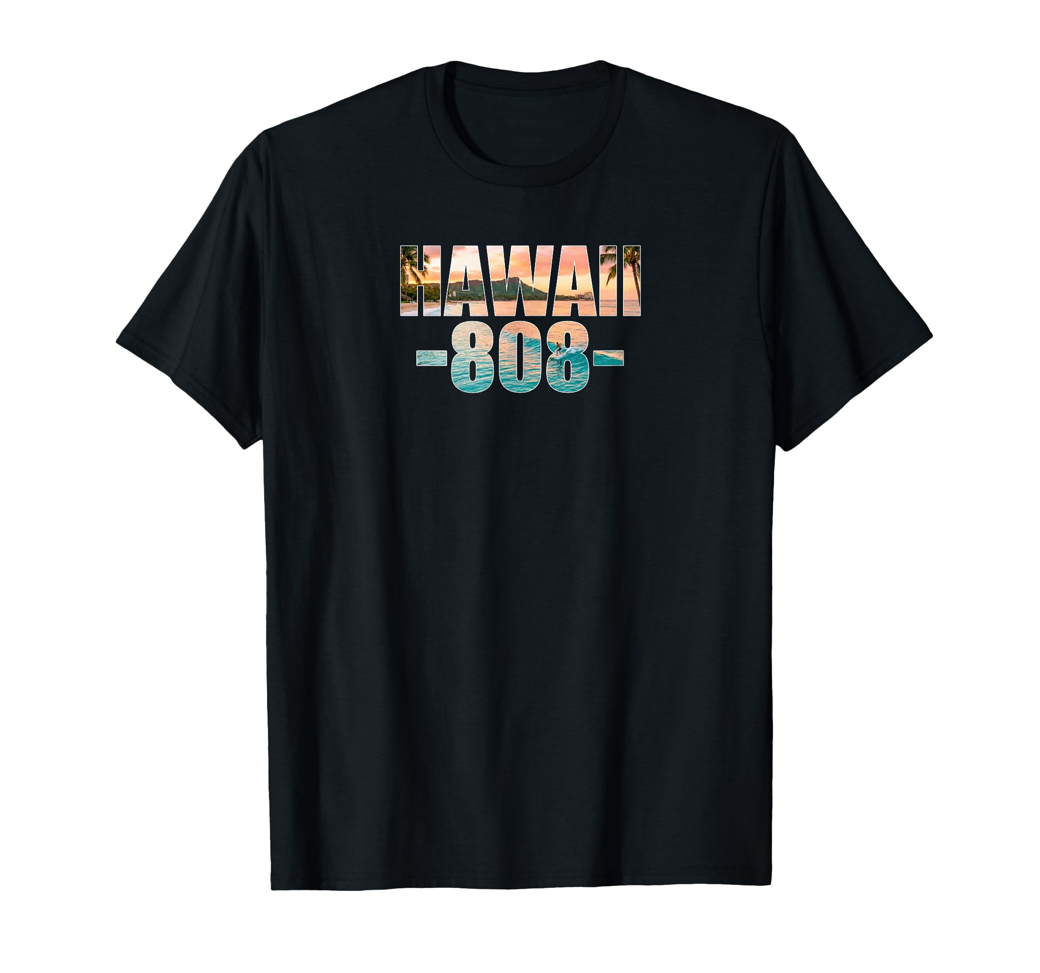 Hawaii 808 Area Code Sunset Surfing T-Shirt - Minimalist Print Unisex - T-Shirt, Sweatshirt, Hoodie