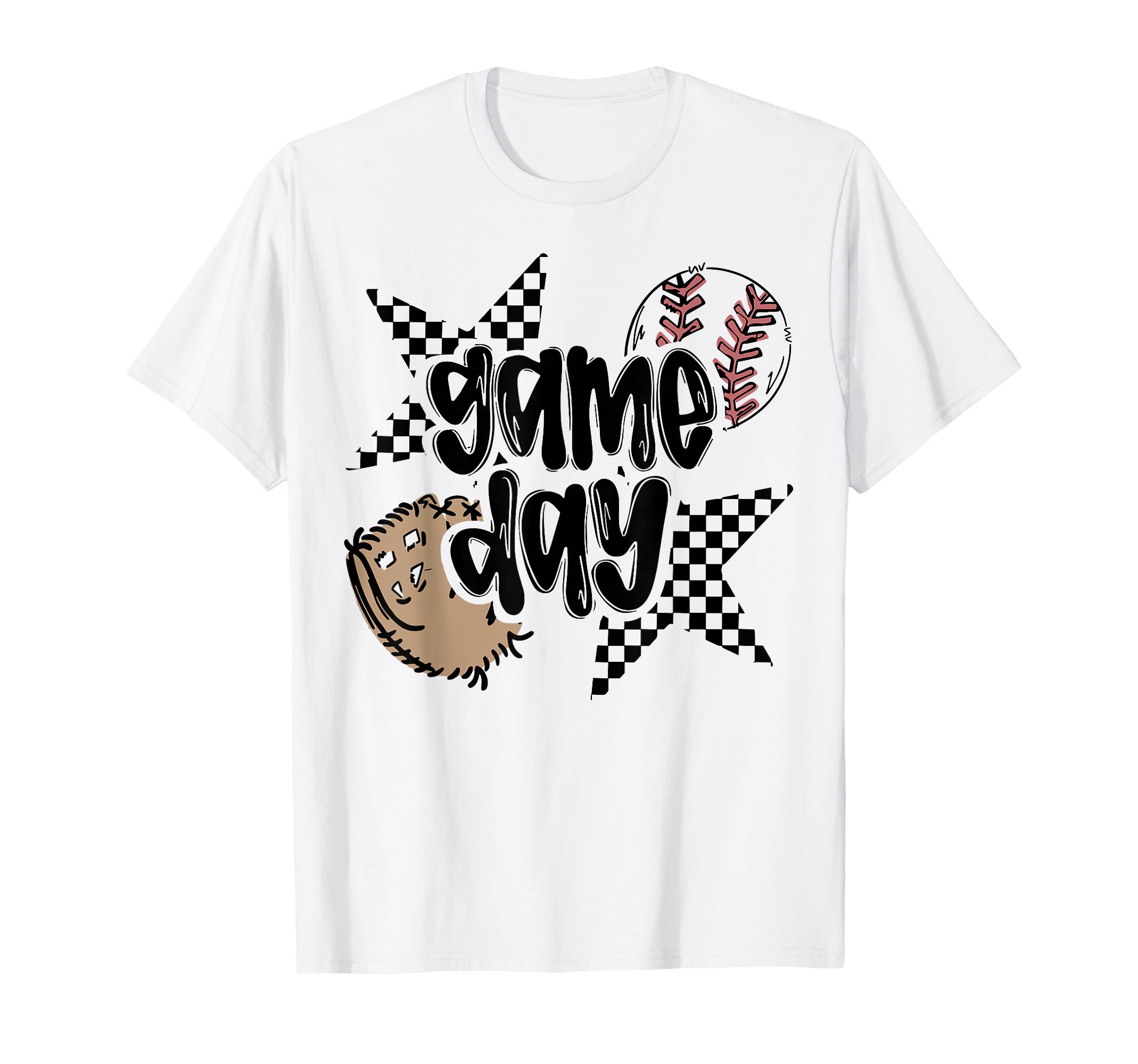 Checkered Baseball Game Day Baseball Mom T-Shirt - Minimalist Print Unisex - T-Shirt, Sweatshirt, Hoodie