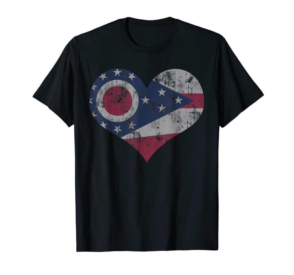 Ohio Flag Heart Love Home Family T-Shirt - Casual Everyday Wear Unisex - T-Shirt, Sweatshirt, Hoodie