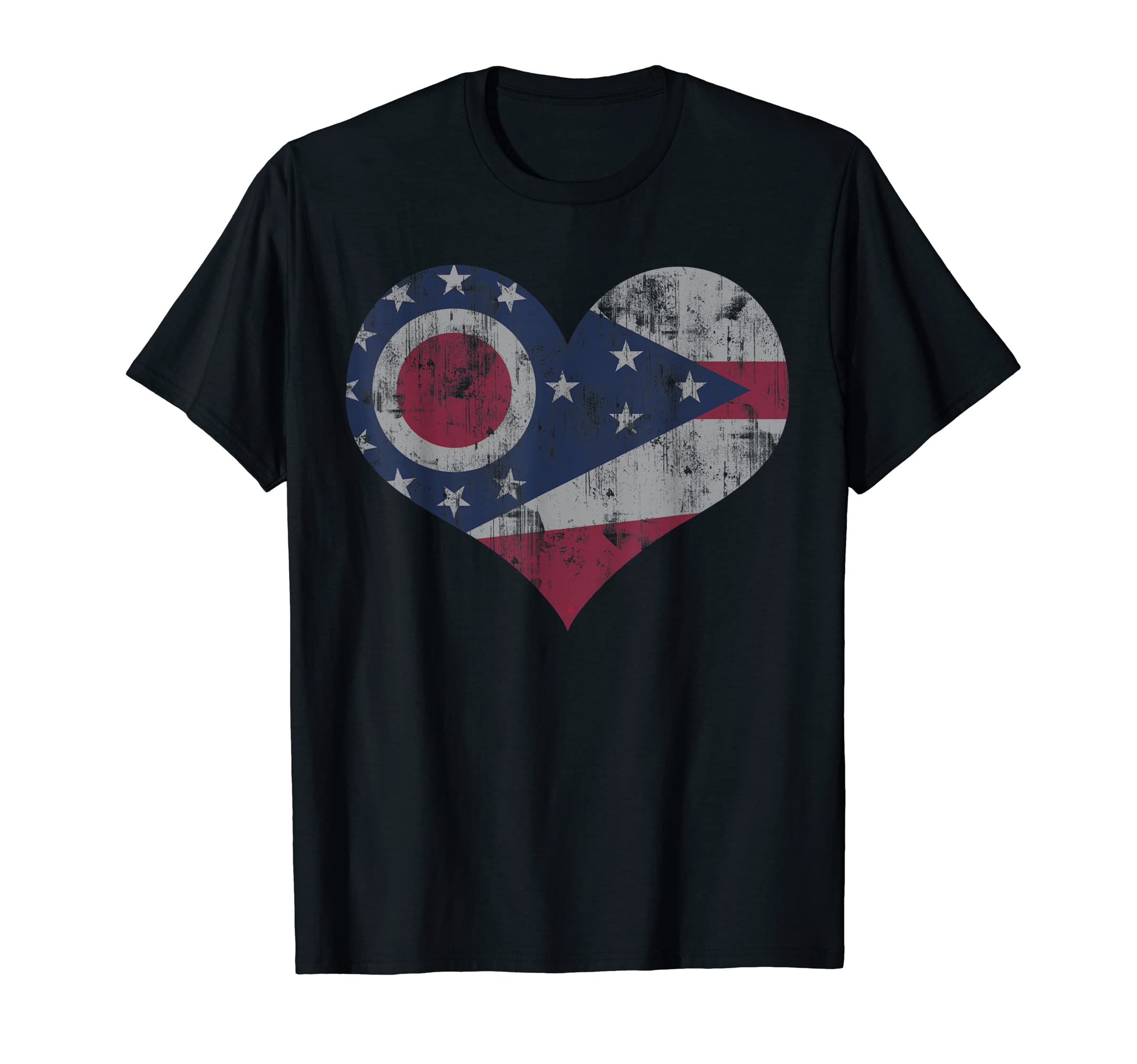 Ohio Flag Heart Love Home Family T-Shirt - Casual Everyday Wear Unisex - T-Shirt, Sweatshirt, Hoodie