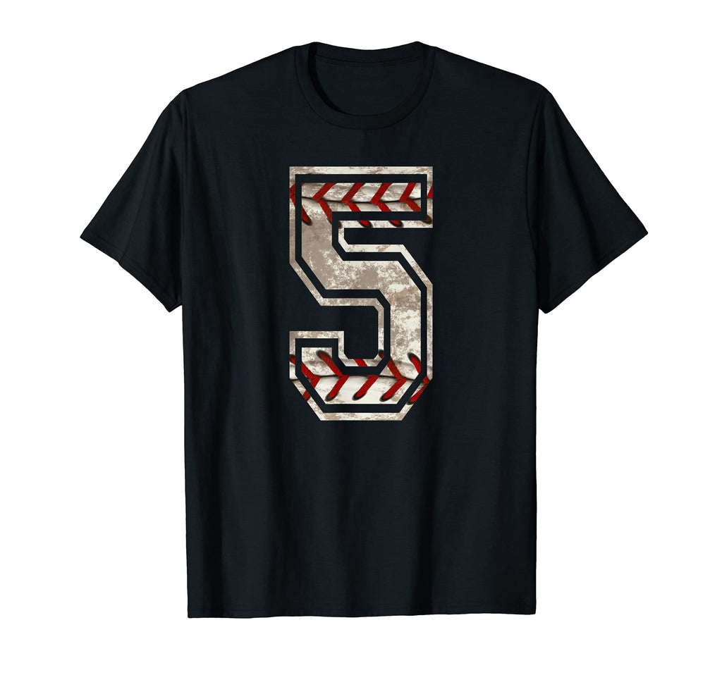 Baseball Jersey Number 5 Distressed T-Shirt - Minimalist Print Men Women - T-Shirt, Sweatshirt, Hoodie