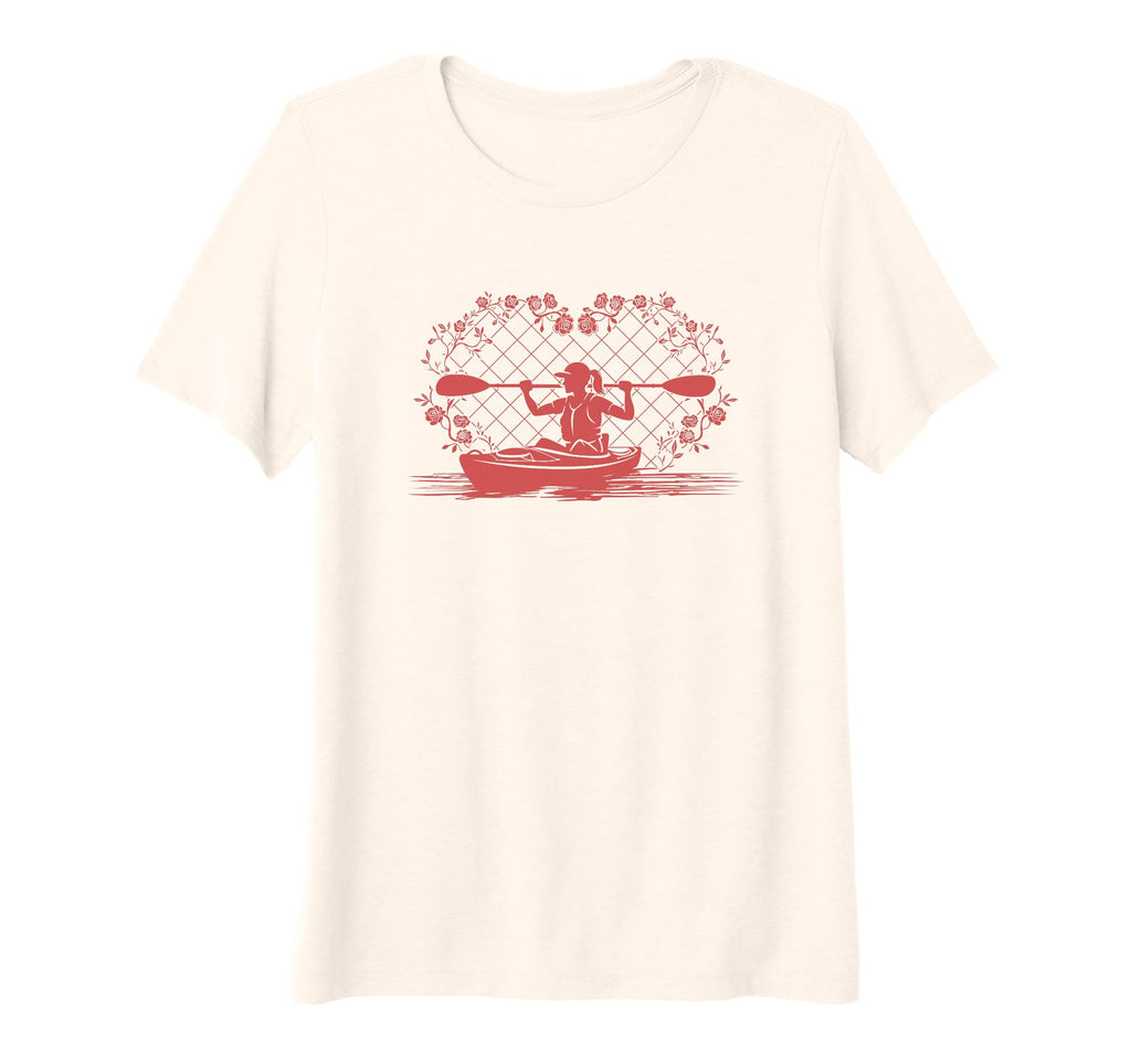 Womens Floral Kayak Distressed Roses T-Shirt - Fun Novelty Design Unisex - T-Shirt, Sweatshirt, Hoodie