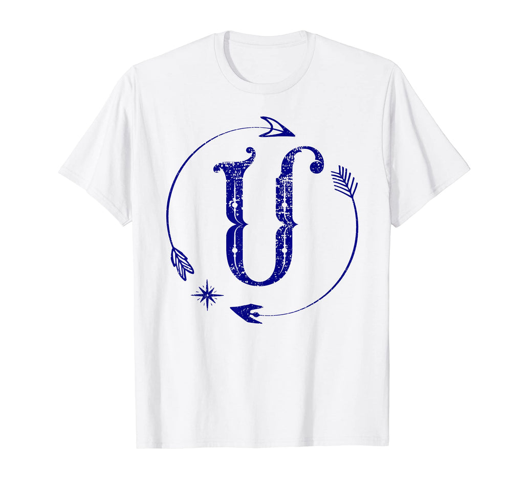 Initial U Monogram Boho Name Letter U T-Shirt - Novelty Apparel Unisex - T-Shirt, Sweatshirt, Hoodie