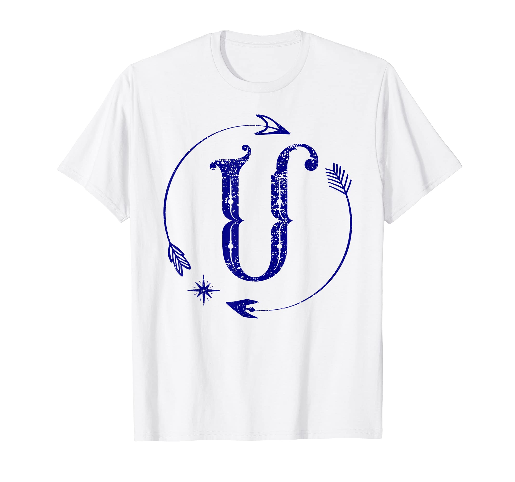 Initial U Monogram Boho Name Letter U T-Shirt - Novelty Apparel Unisex - T-Shirt, Sweatshirt, Hoodie