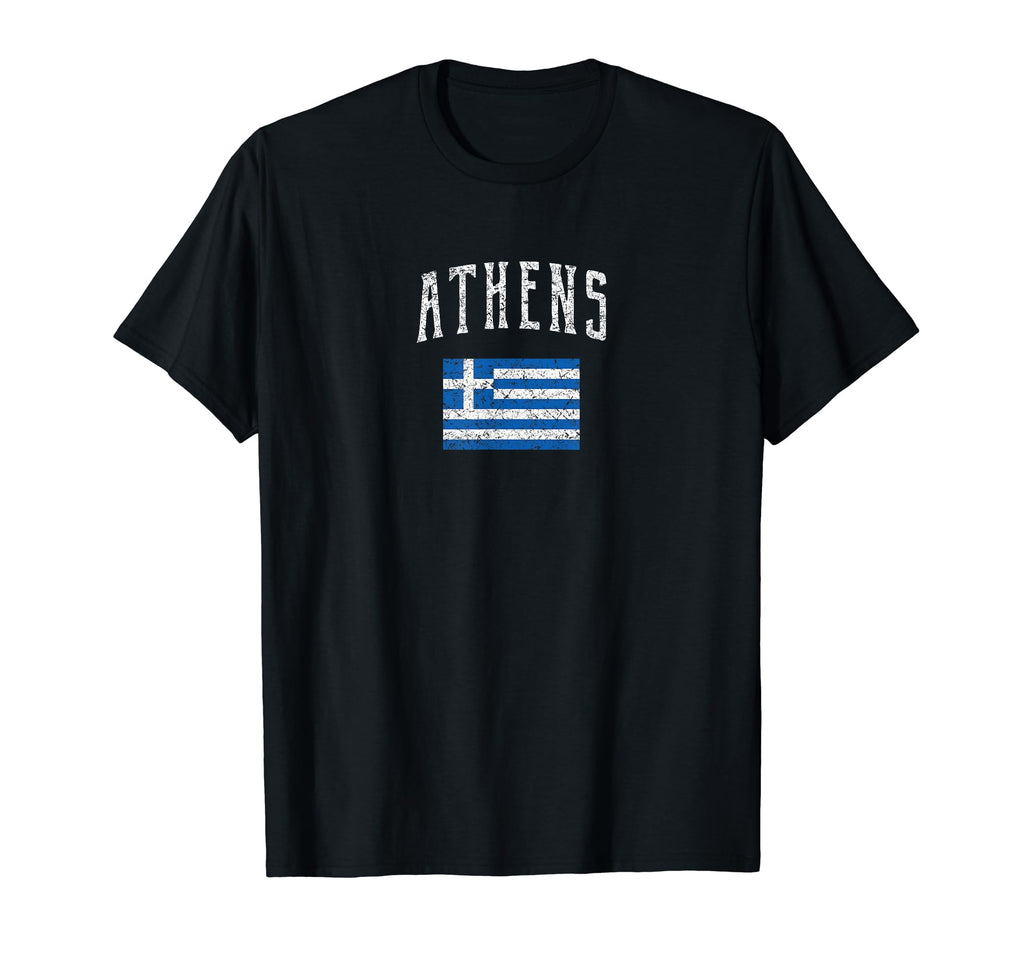 Athens Greece Flag Distressed T-Shirt - Graphic Print Unisex - T-Shirt, Sweatshirt, Hoodie
