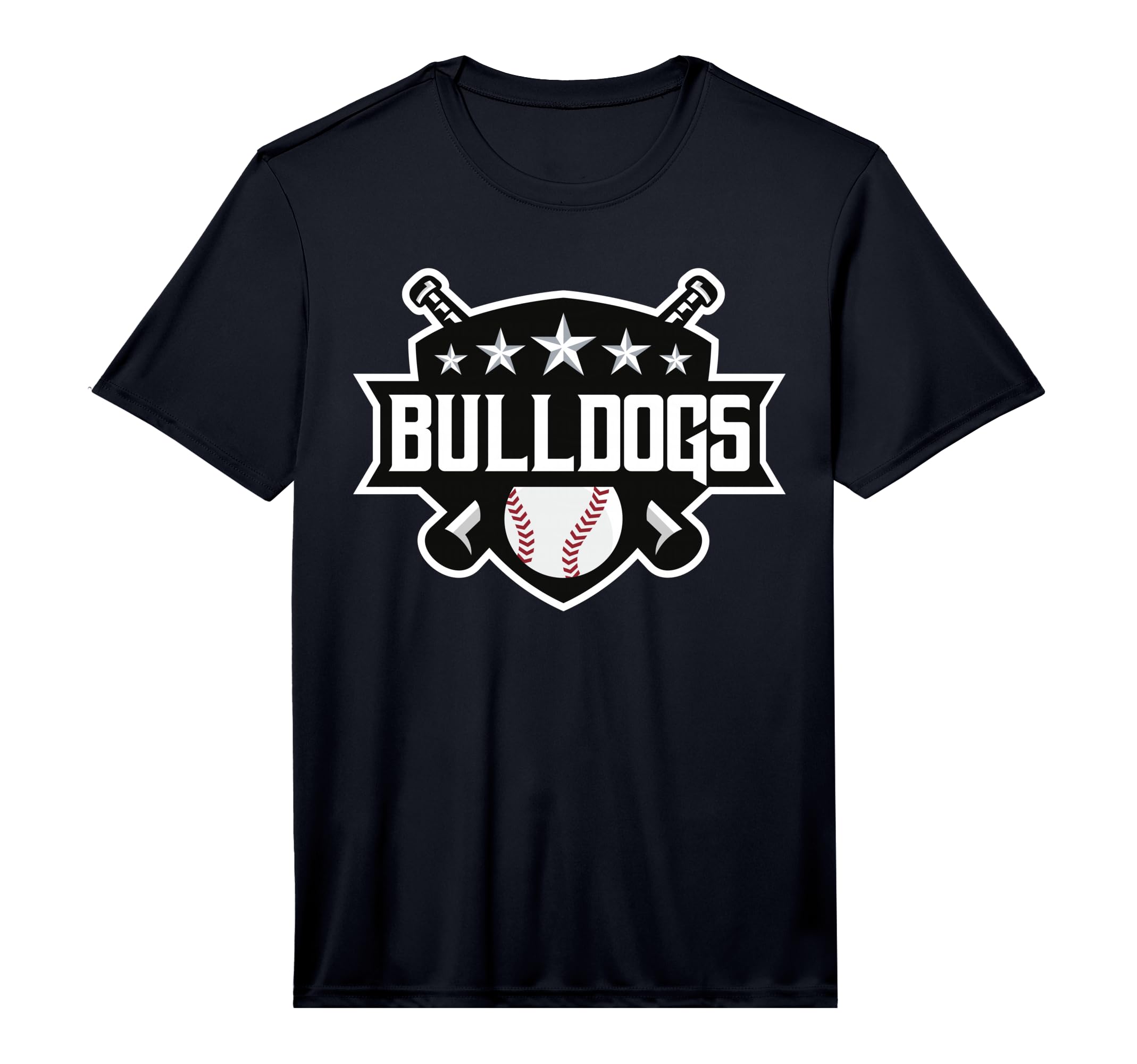 Mens Bulldogs Black Baseball Game Day Stars T-Shirt - Graphic Print Unisex - T-Shirt, Sweatshirt, Hoodie