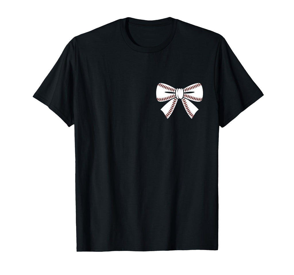 Baseball Bow Baseball Mom Mama T-Shirt - Novelty Apparel for Adults - T-Shirt, Sweatshirt, Hoodie