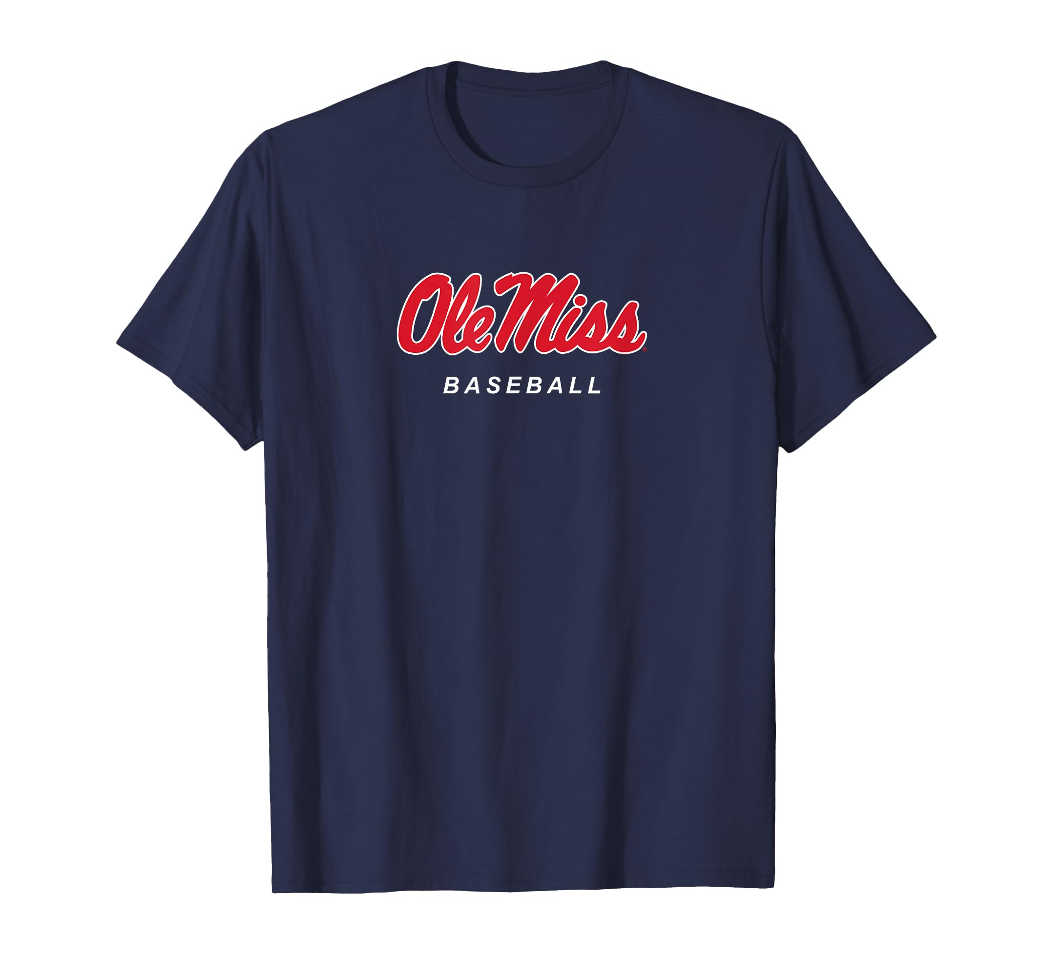 Ole Miss Baseball Logo Stack T-Shirt - Casual Everyday Wear for Adults - T-Shirt, Sweatshirt, Hoodie