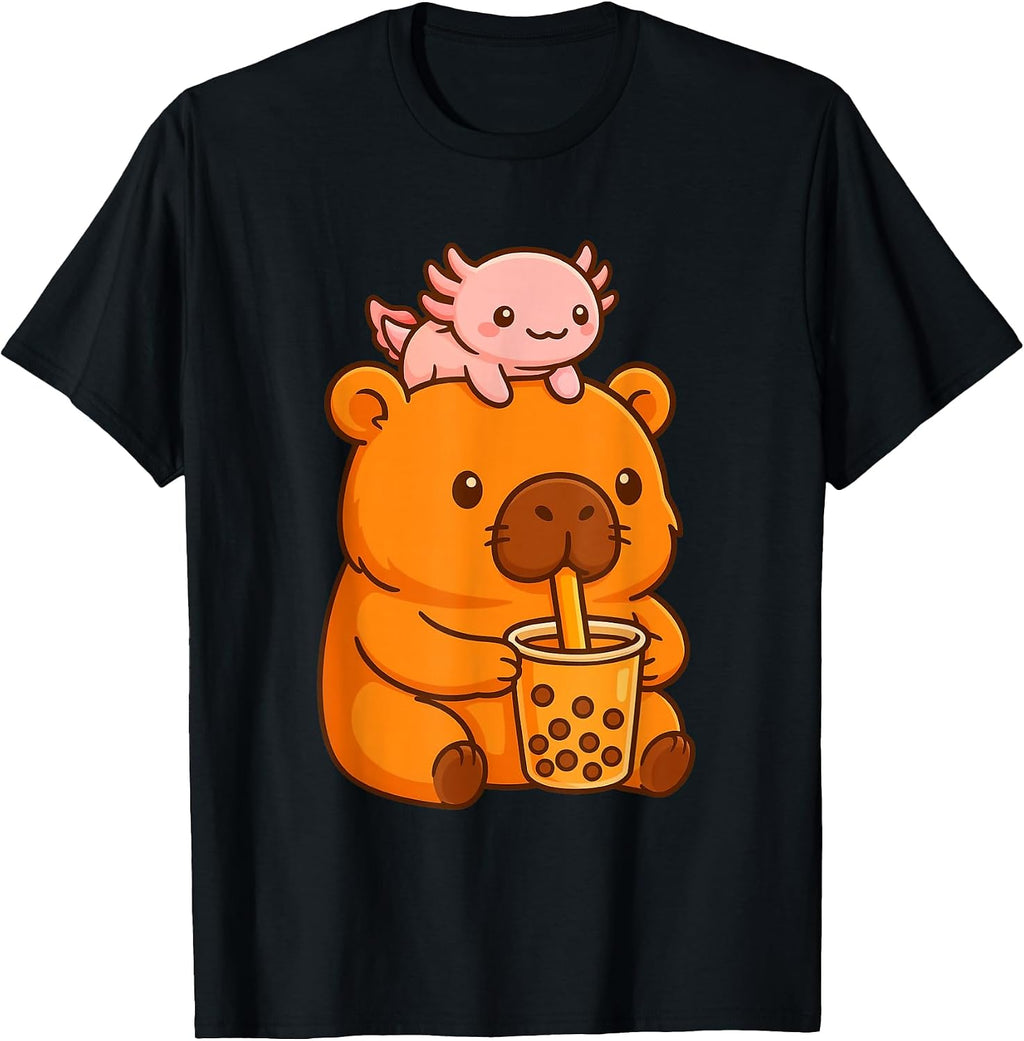 Cute Capybara And Axolotl Kawaii - Adult & Kids T-Shirts, Sweatshirts & Hoodies apparel design preview 1