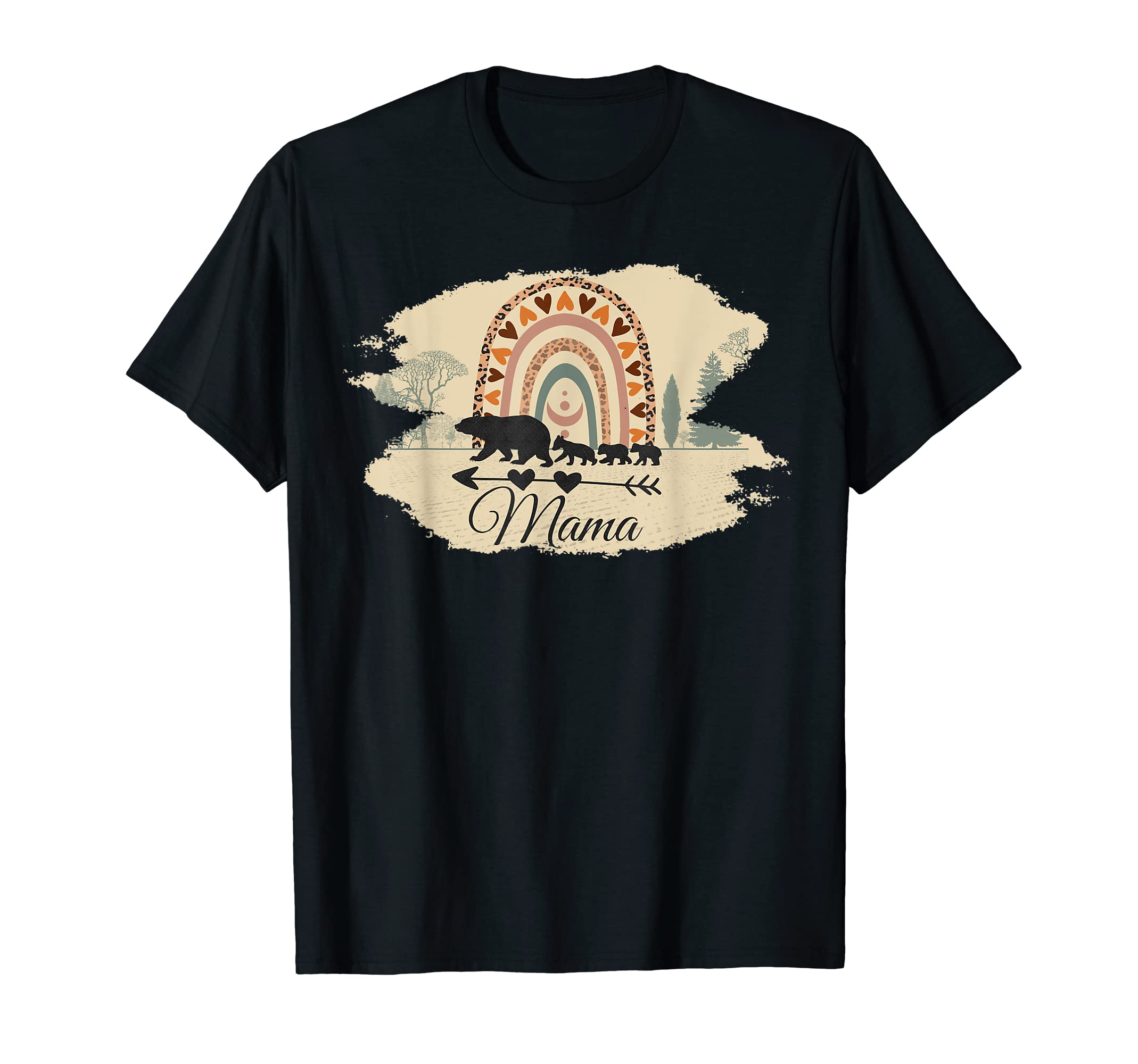 Mama Bear Three Cubs And Rainbow Boho T-Shirt - Graphic Print Men Women - T-Shirt, Sweatshirt, Hoodie