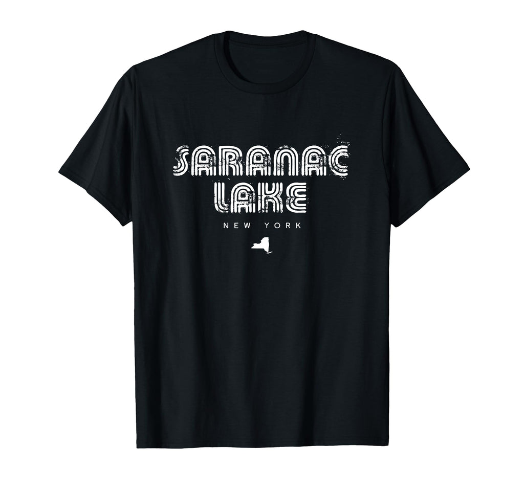Saranac Lake New York Ny 70S 80S Type T-Shirt - Graphic Print Unisex - T-Shirt, Sweatshirt, Hoodie