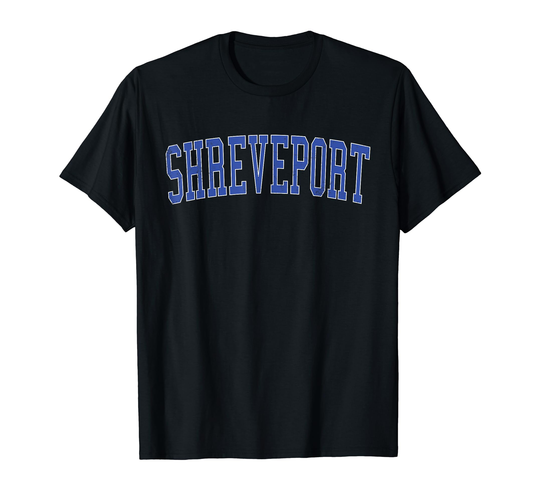 Shreveport La Distressed Blue Varsity T-Shirt - Custom Art Print Unisex - T-Shirt, Sweatshirt, Hoodie