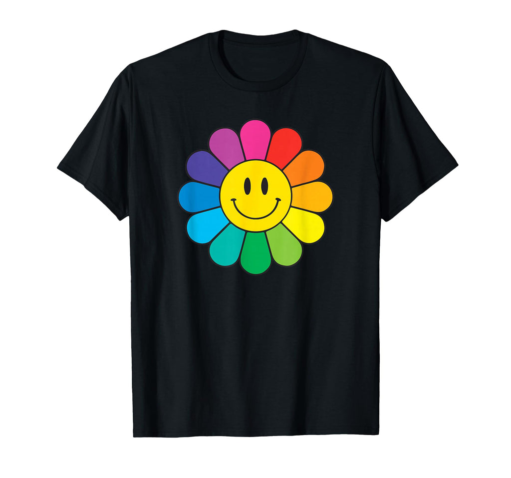 Happy Rainbow Flower T-Shirt - Aesthetic Graphic for Adults - T-Shirt, Sweatshirt, Hoodie