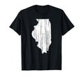 State Illinois Distressed Outline T-Shirt - Aesthetic Graphic Unisex - T-Shirt, Sweatshirt, Hoodie