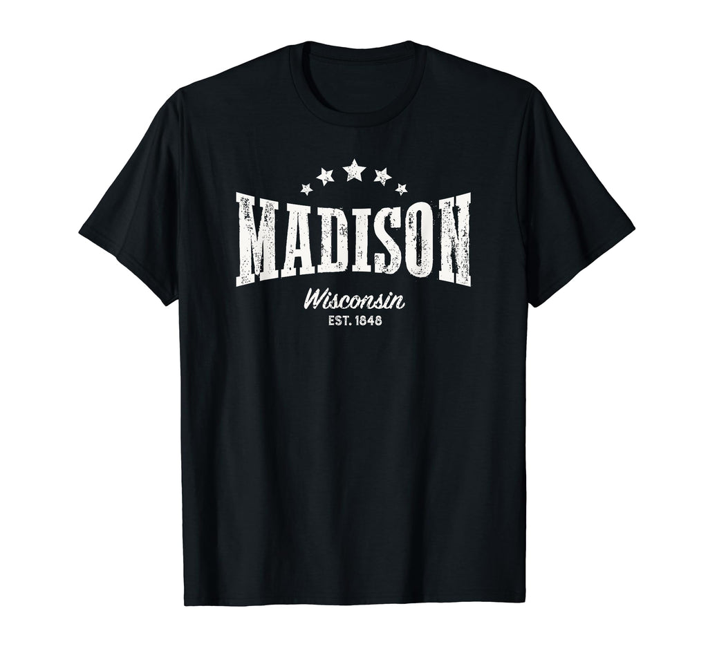 Madison Wi Distressed Home City T-Shirt - Aesthetic Graphic for Adults - T-Shirt, Sweatshirt, Hoodie