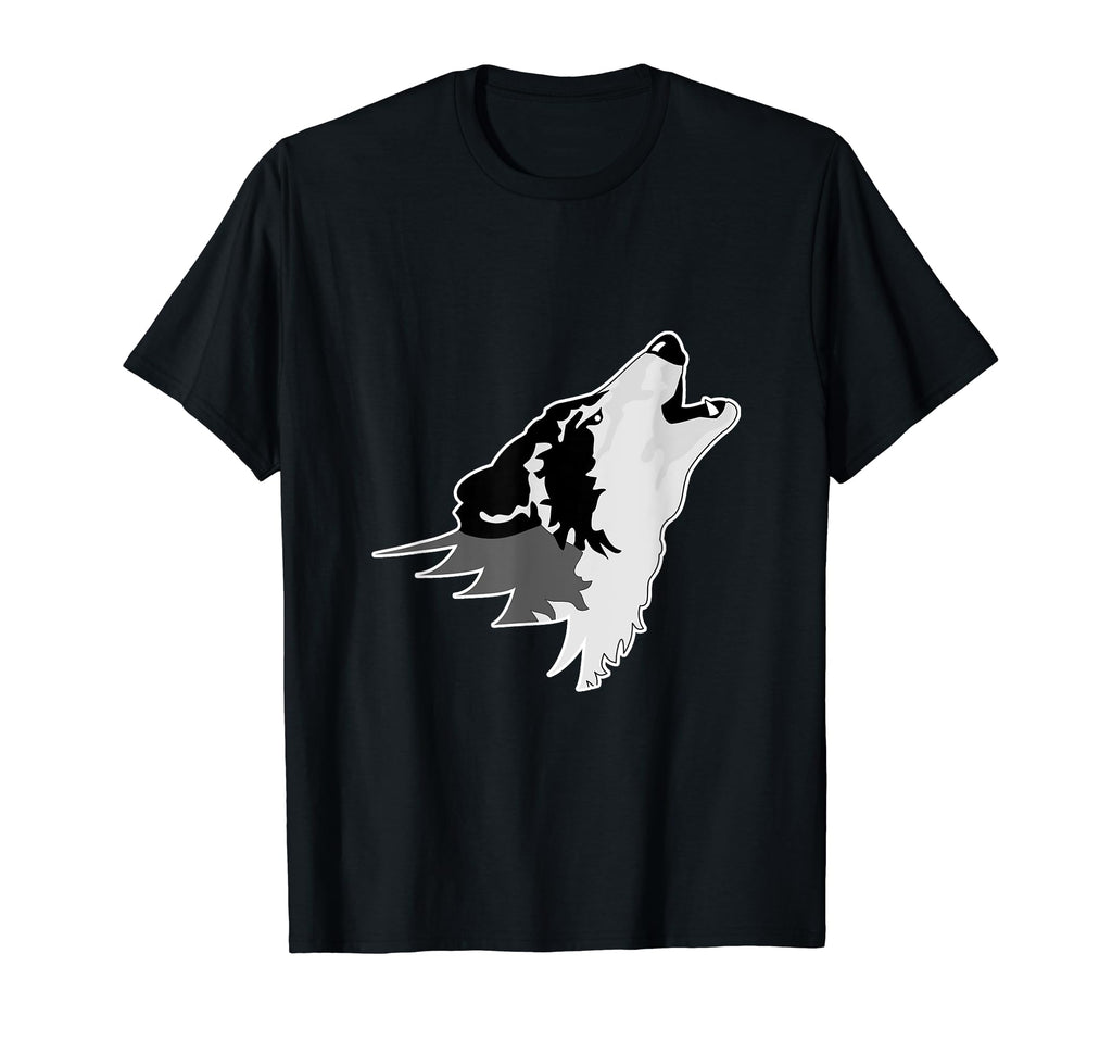 Distressed Wolf Howling Moon T-Shirt - Fun Novelty Design Men Women - T-Shirt, Sweatshirt, Hoodie