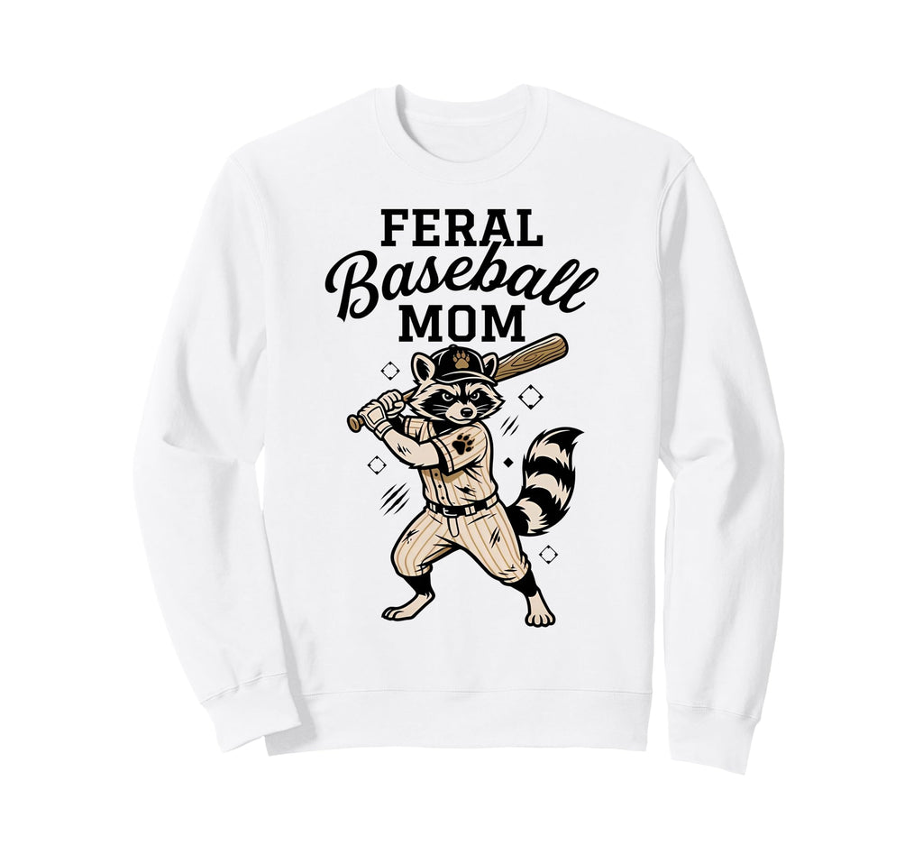 Raccoon Feral Baseball Mom Trash Sweatshirt - Unique Graphic Men Women - T-Shirt, Sweatshirt, Hoodie