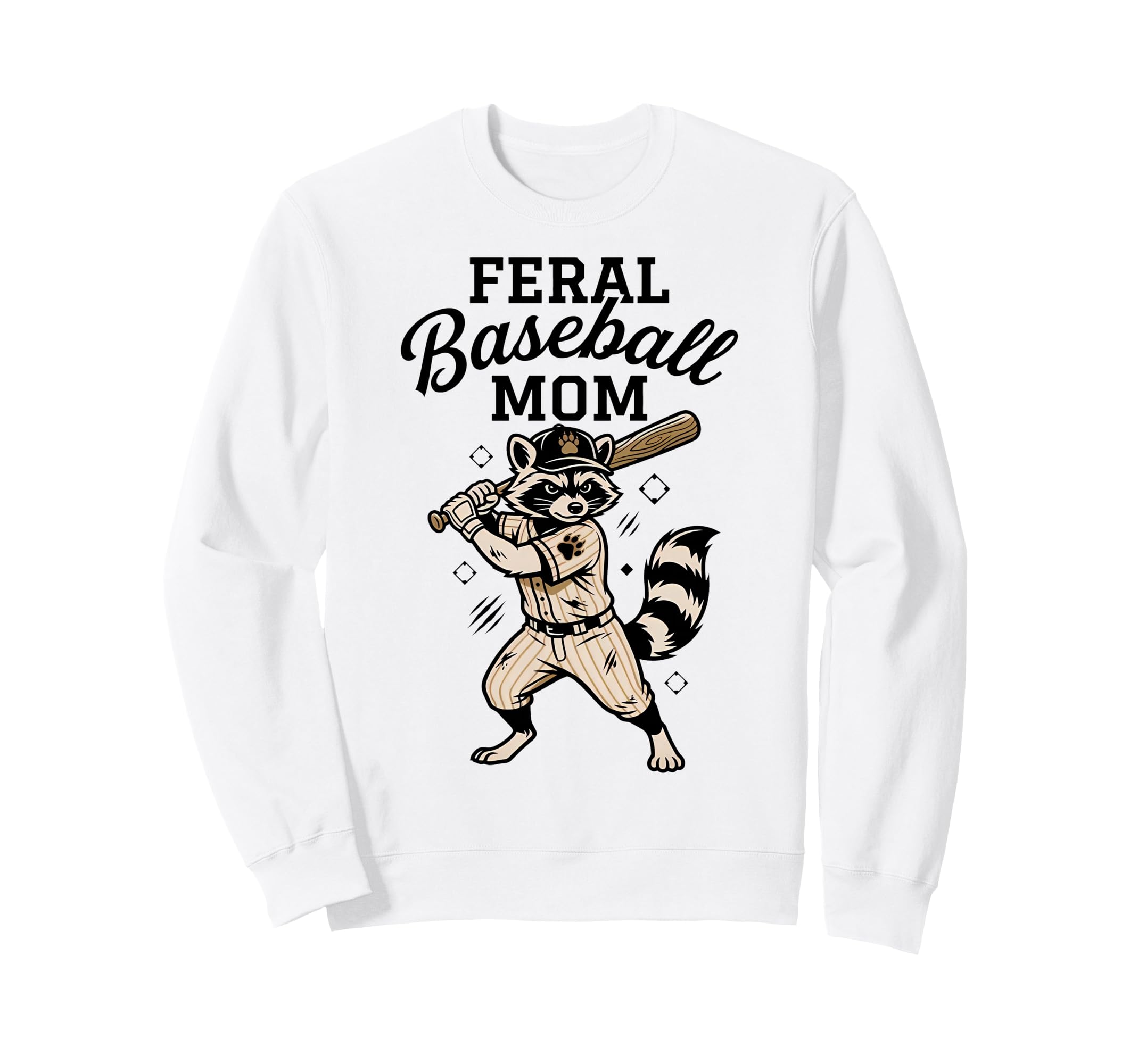 Raccoon Feral Baseball Mom Trash Sweatshirt - Unique Graphic Men Women - T-Shirt, Sweatshirt, Hoodie