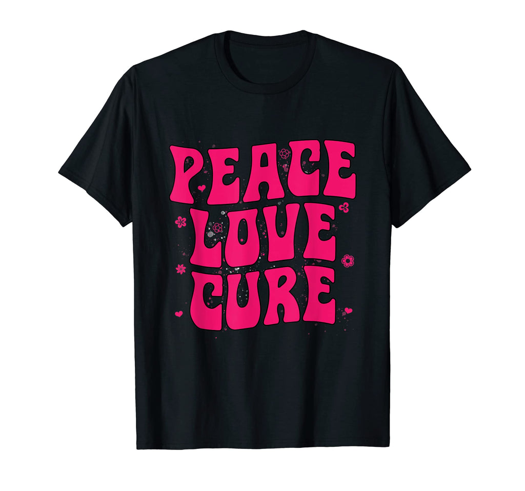 Groovy Breast Cancer Awareness Peace T-Shirt - Unique Graphic for Adults - T-Shirt, Sweatshirt, Hoodie