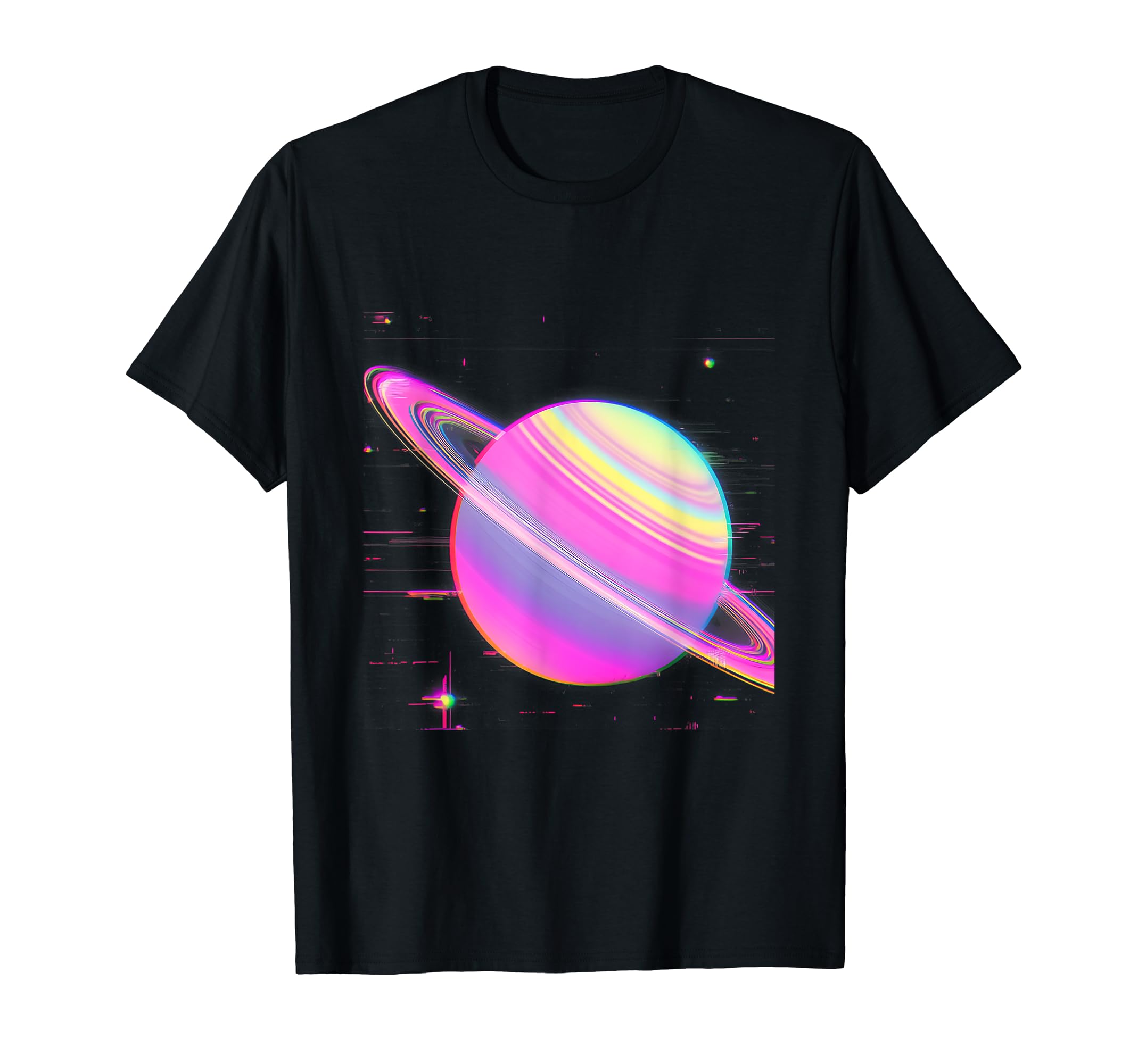 Vaporwave Synthwave Glitch Saturn 80S T-Shirt - Custom Art Print Men Women - T-Shirt, Sweatshirt, Hoodie