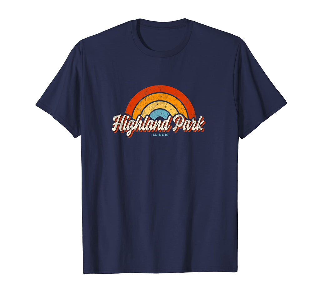 Highland Park Illinois Il Rainbow 70S T-Shirt - Trendy Graphic Men Women - T-Shirt, Sweatshirt, Hoodie