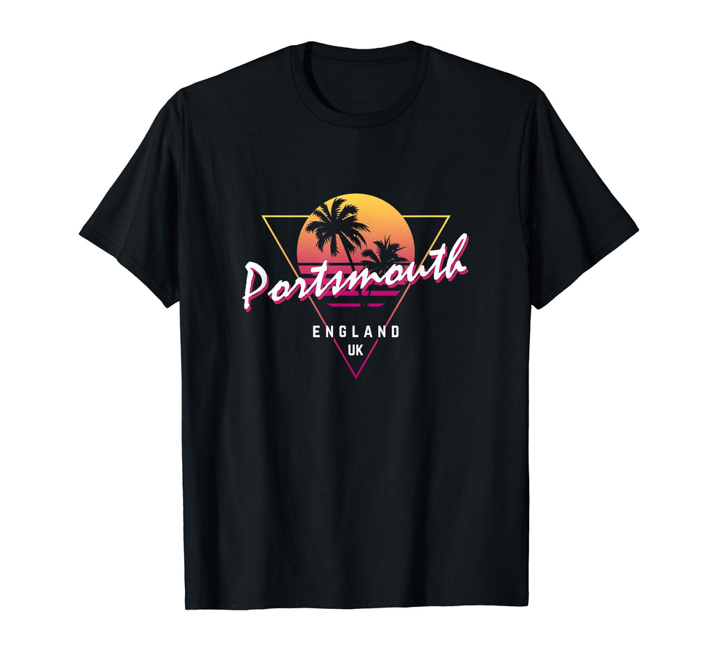 Portsmouth England 80S Neon Sunset T-Shirt - Minimalist Print Men Women - T-Shirt, Sweatshirt, Hoodie