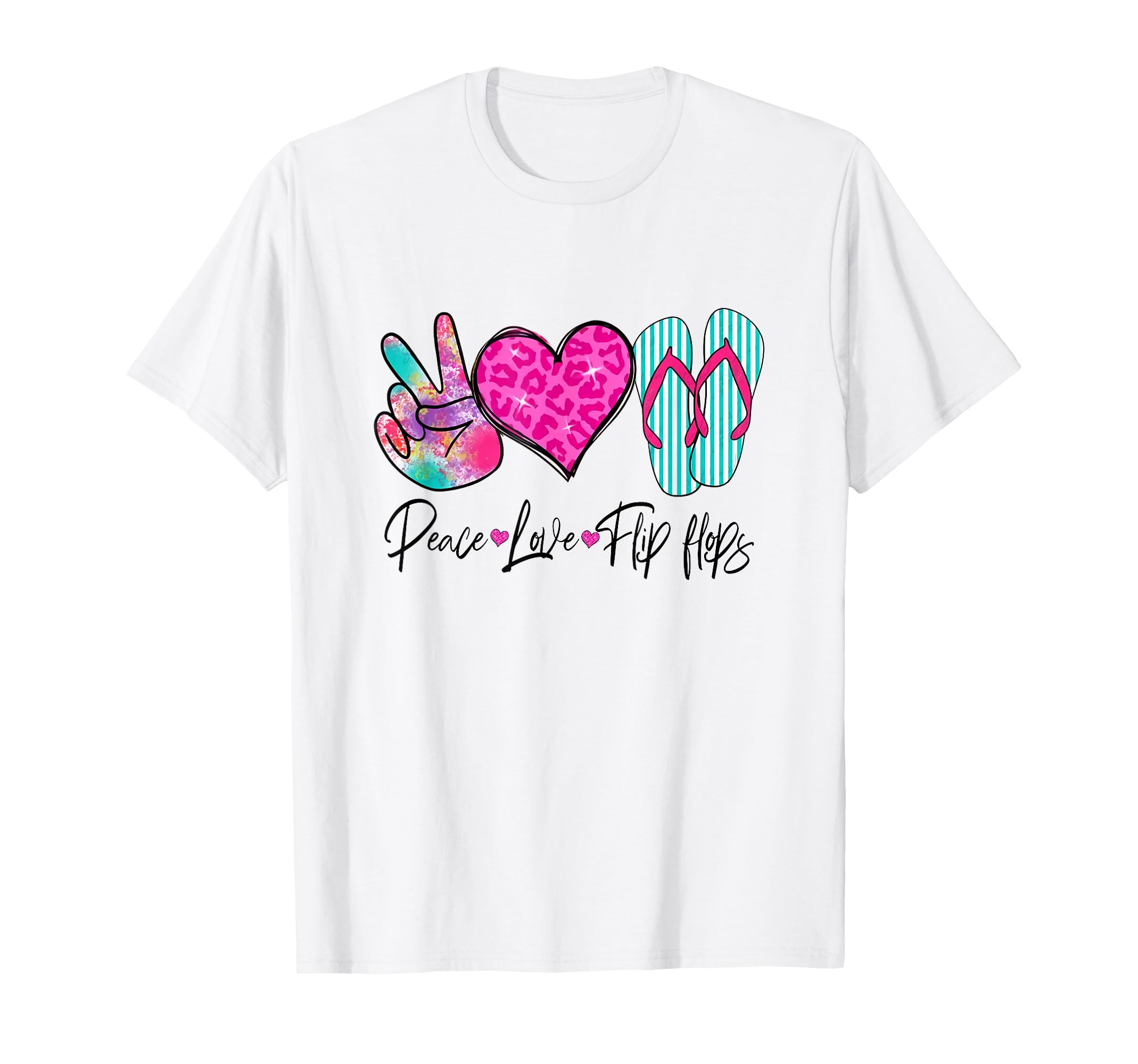 Peace Love Flip Flops Funny Hello Summer T-Shirt - Graphic Print Men Women - T-Shirt, Sweatshirt, Hoodie