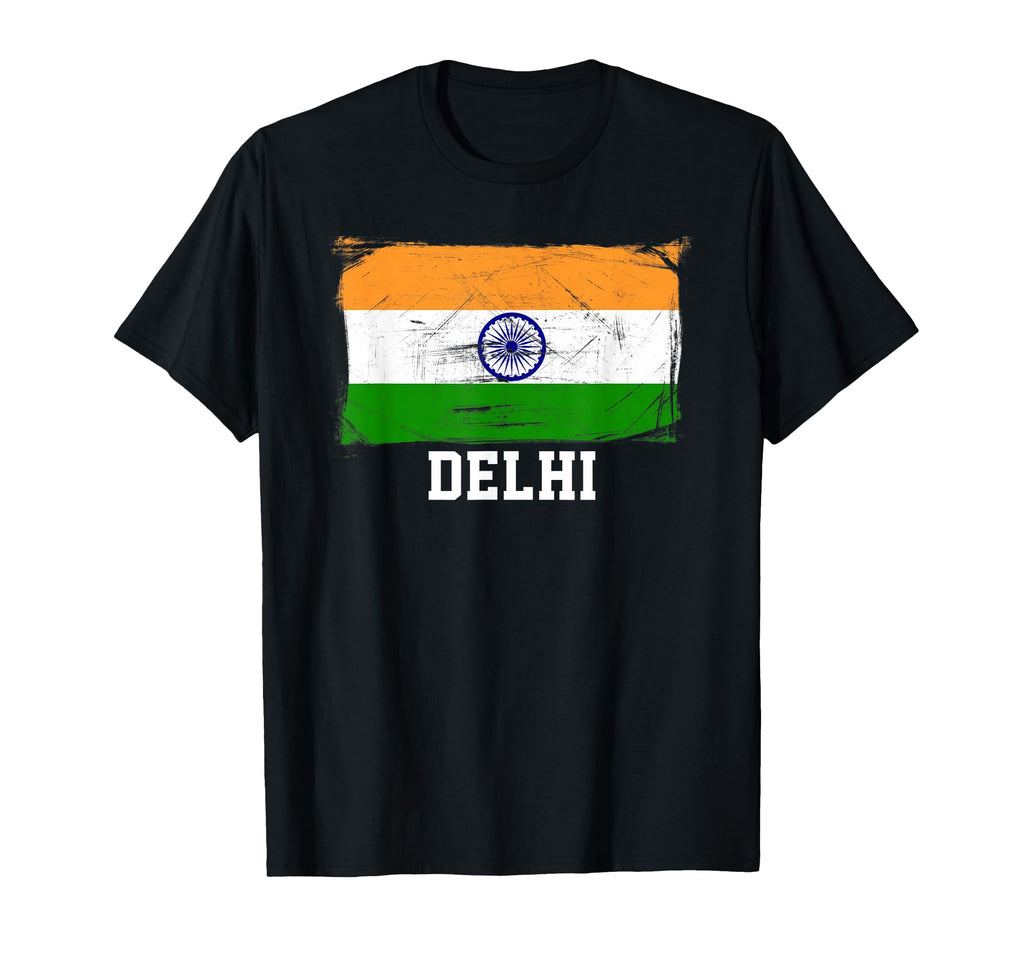 Delhi Distressed Indian Flag T-Shirt - Custom Art Print Unisex - T-Shirt, Sweatshirt, Hoodie