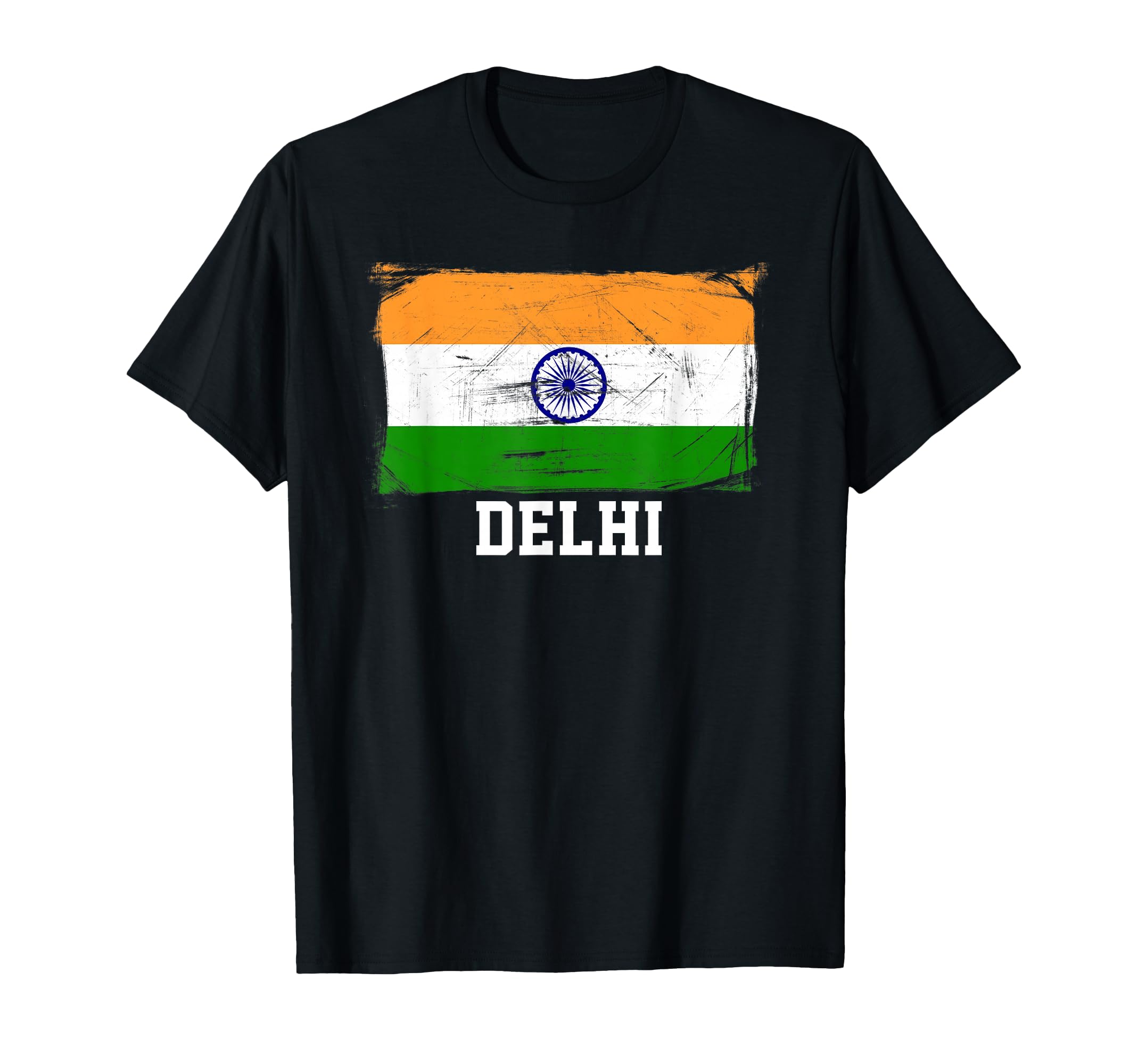 Delhi Distressed Indian Flag T-Shirt - Custom Art Print Unisex - T-Shirt, Sweatshirt, Hoodie