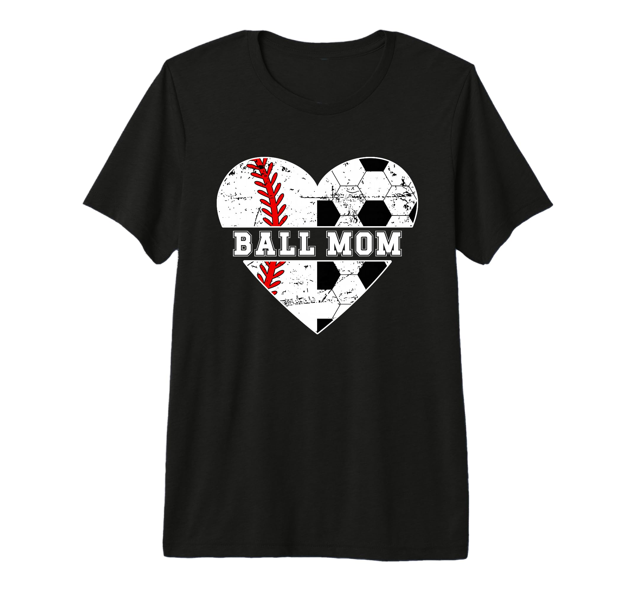 Ball Mom Heart Soccer Baseball Mom T-Shirt - Fun Novelty Design for Adults - T-Shirt, Sweatshirt, Hoodie