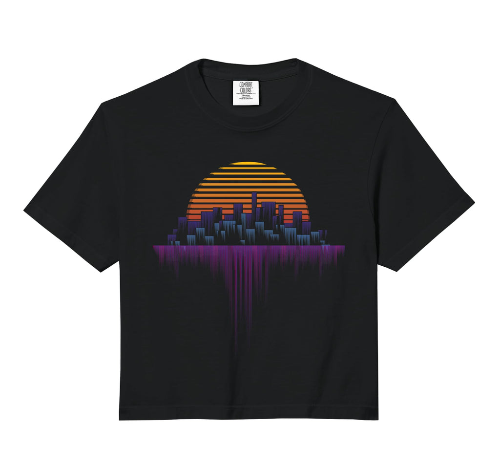 Synthwave Outrun Vaporwave City Sunset Hoodie - Trendy Graphic Unisex - T-Shirt, Sweatshirt, Hoodie