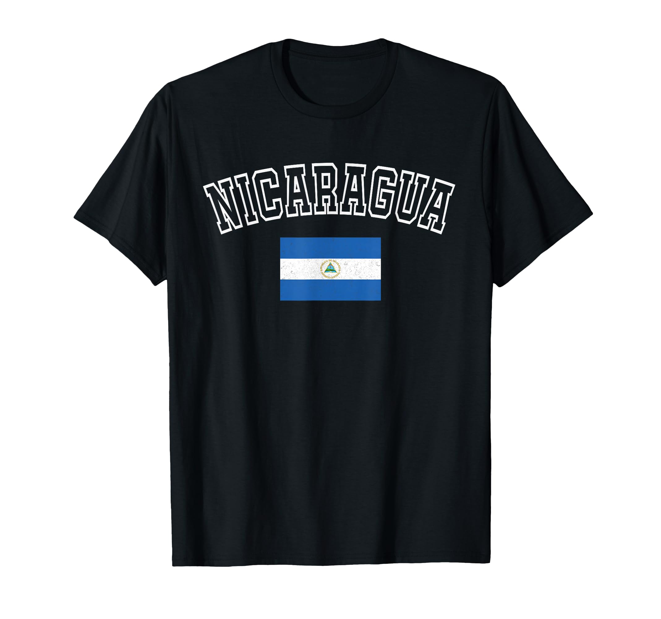 Nicaragua Flag Distressed Heritage T-Shirt - Custom Art Print Men Women - T-Shirt, Sweatshirt, Hoodie