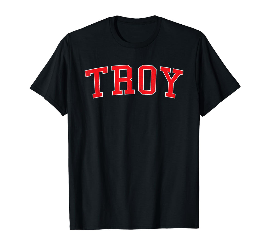 Troy Mi Varsity Red Text T-Shirt - Fun Novelty Design for Adults - T-Shirt, Sweatshirt, Hoodie