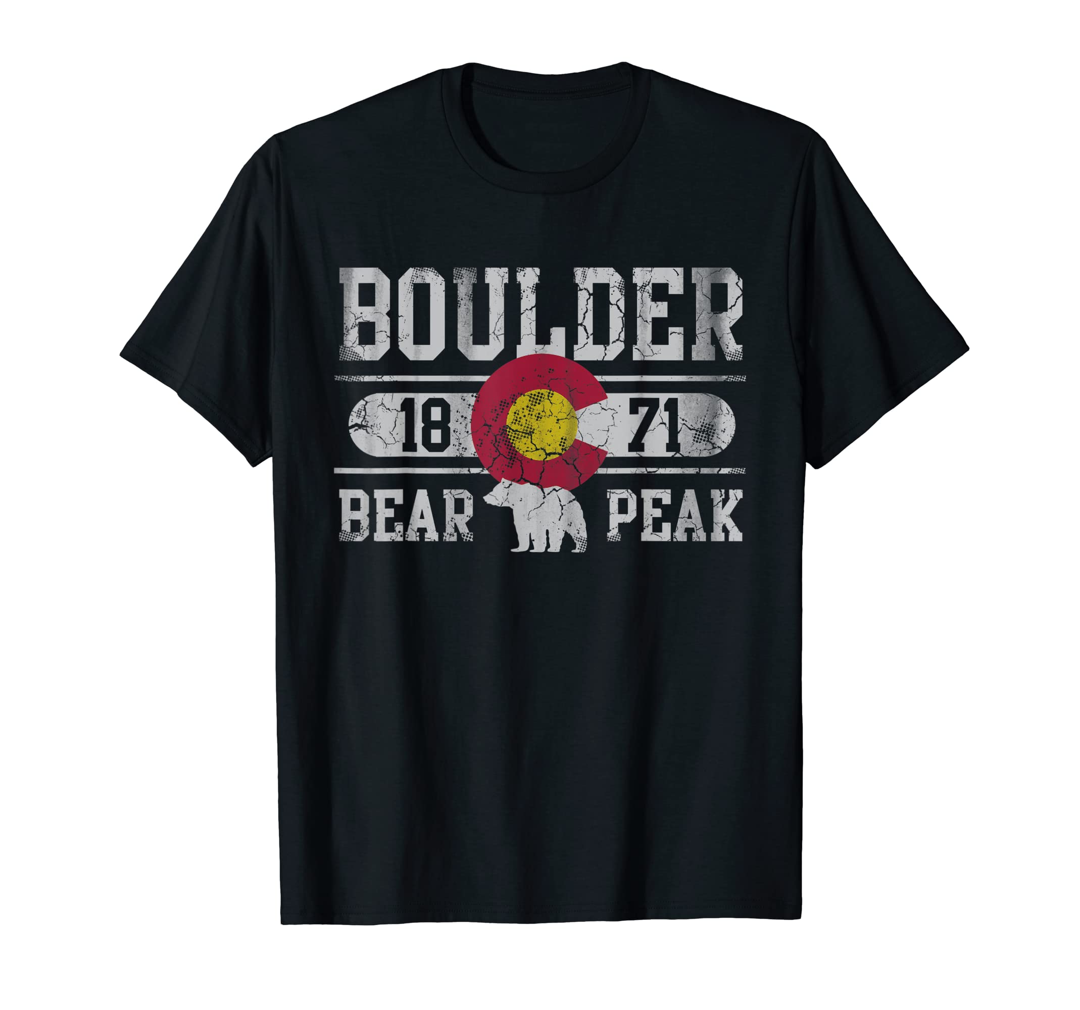 Colorado State Bear Peak Boulder Distressed T-Shirt - Trendy Graphic Unisex - T-Shirt, Sweatshirt, Hoodie