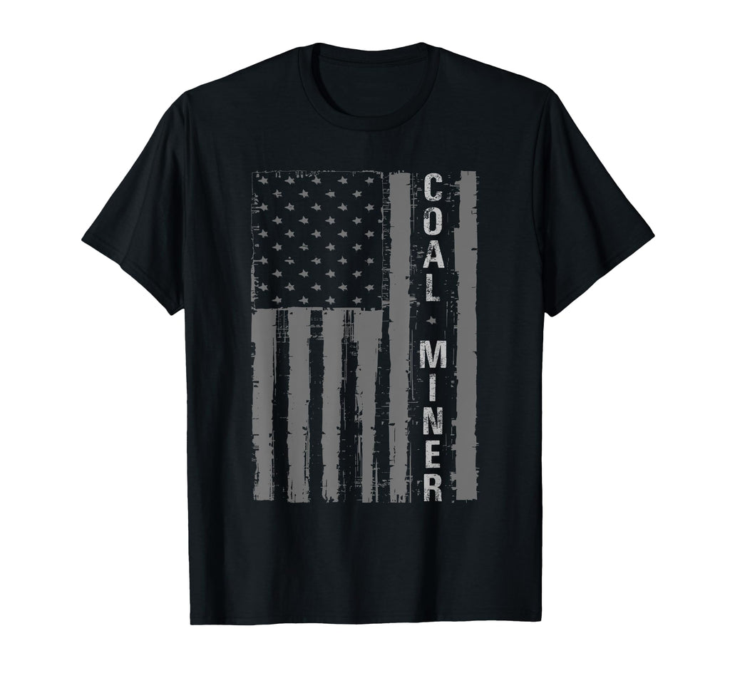 Distressed American Flag Coal Miner Mining T-Shirt - Trendy Graphic Unisex - T-Shirt, Sweatshirt, Hoodie