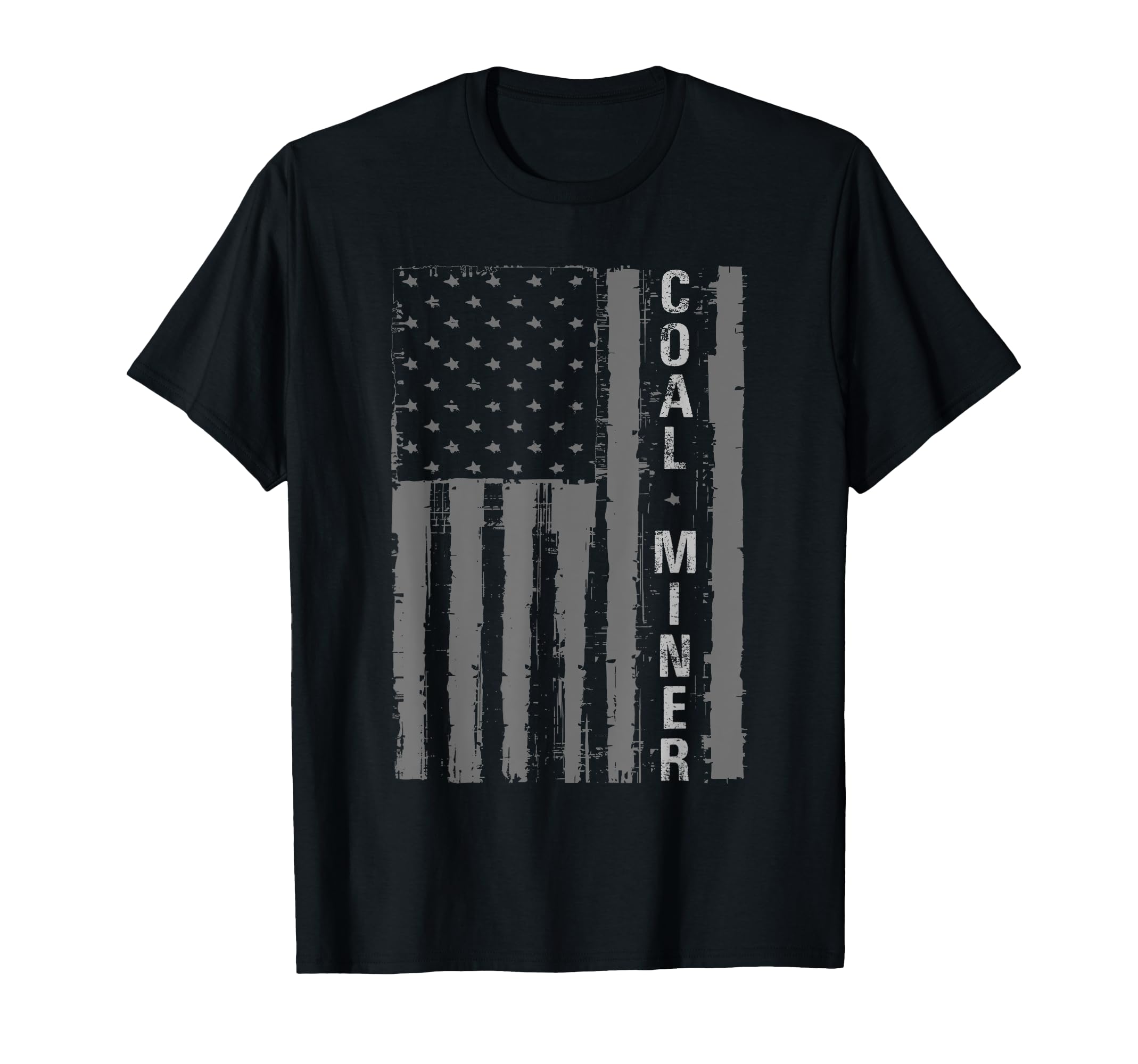 Distressed American Flag Coal Miner Mining T-Shirt - Trendy Graphic Unisex - T-Shirt, Sweatshirt, Hoodie