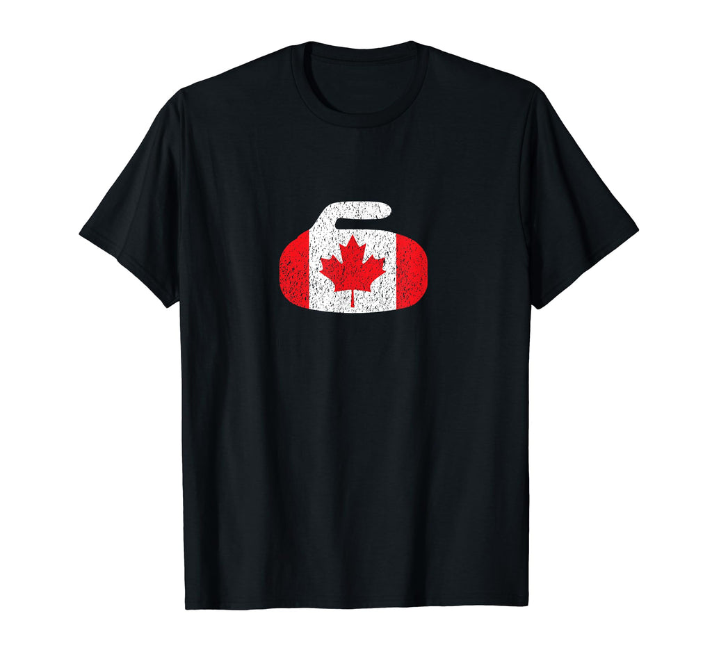 Canada Curling Rock Distressed T-Shirt - Trendy Graphic for Adults - T-Shirt, Sweatshirt, Hoodie